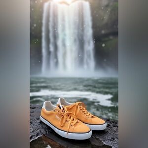 BOSS Aiden sneakers in orange canvas material